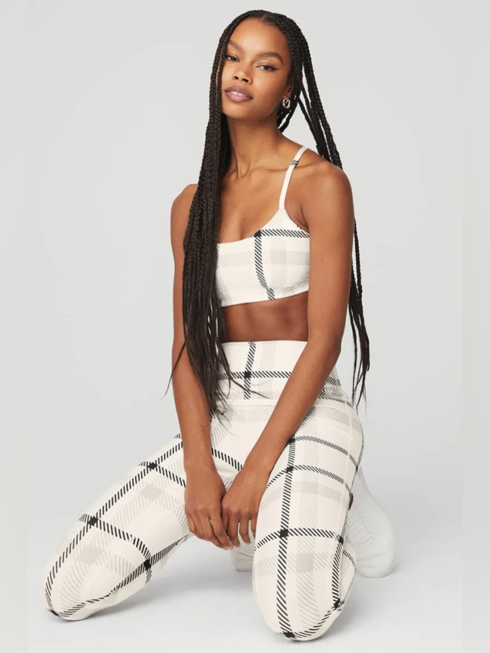 Alo Yoga Airlift Magnified Plaid Set Sports Bra and Leggings